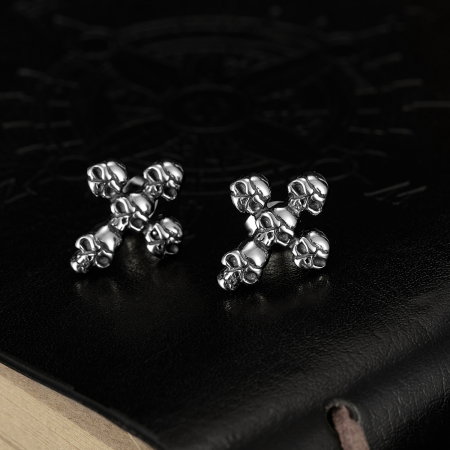 Cercei inox cruce de cranii [8]