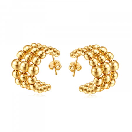 Cercei inox cu 3 randuri de margele