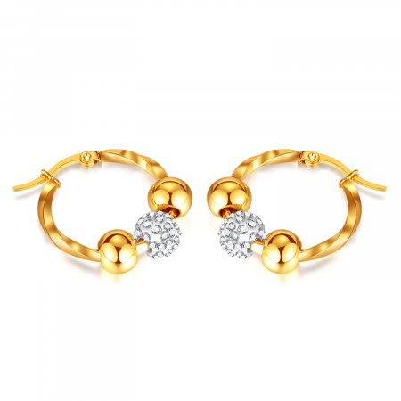 Cercei inox cu bilute si zirconiu