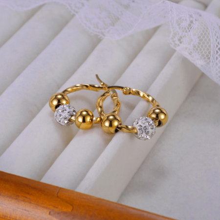 Cercei inox cu bilute si zirconiu [1]