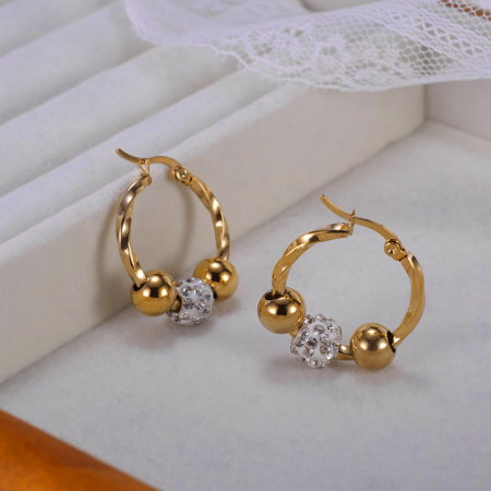 Cercei inox cu bilute si zirconiu [4]