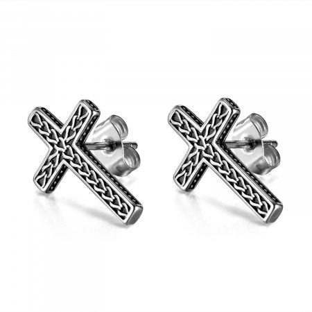 Cercei inox cu cruce