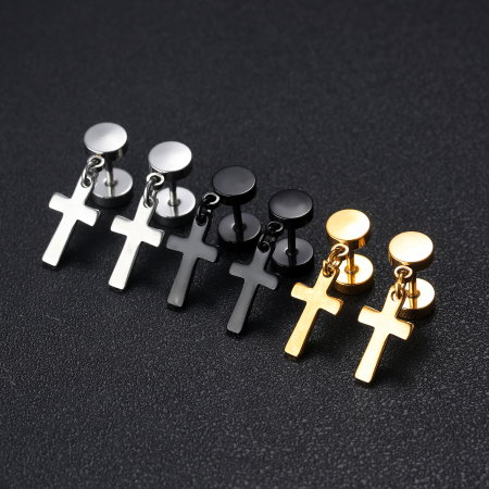 Cercei inox cu cruciulita [3]
