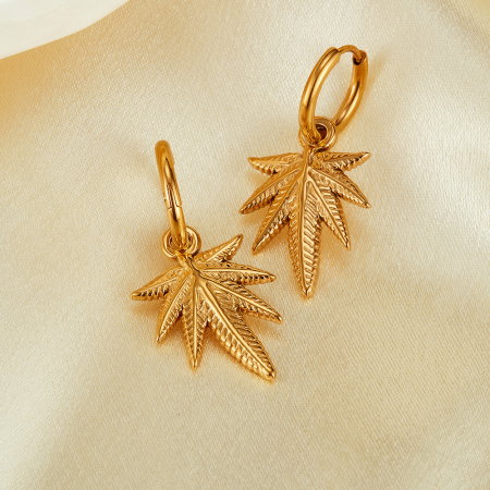 Cercei inox cu frunza de canabis [6]