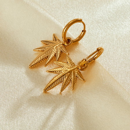 Cercei inox cu frunza de canabis [2]