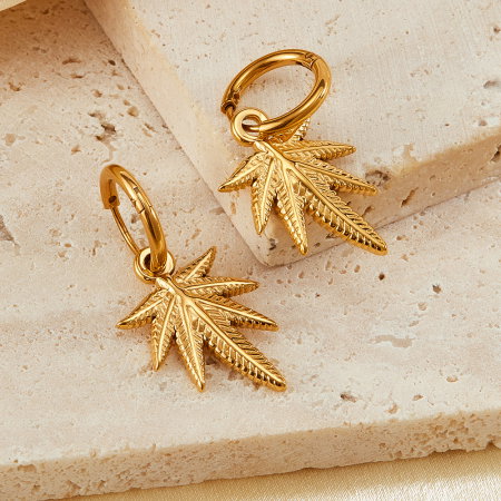 Cercei inox cu frunza de canabis [13]