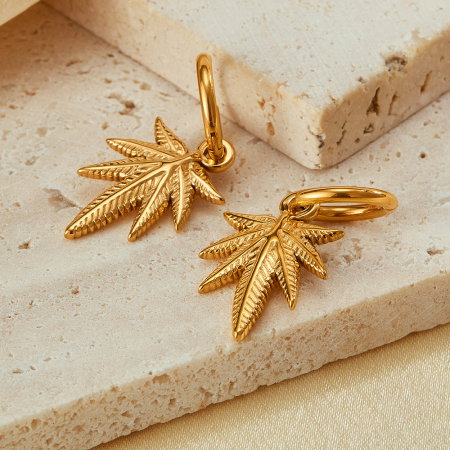 Cercei inox cu frunza de canabis [4]