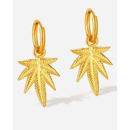 Cercei inox cu frunza de canabis [7]