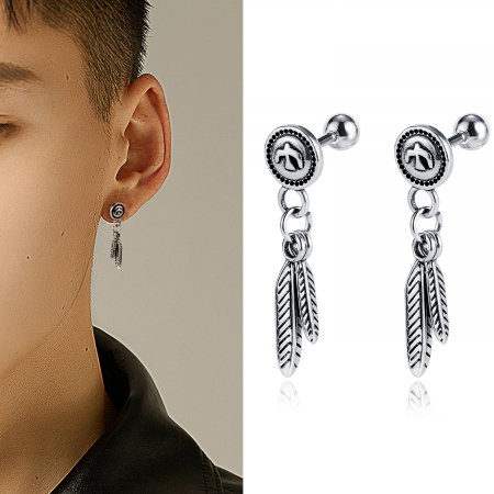 Cercei inox cu pene [3]