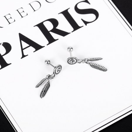 Cercei inox cu pene [2]