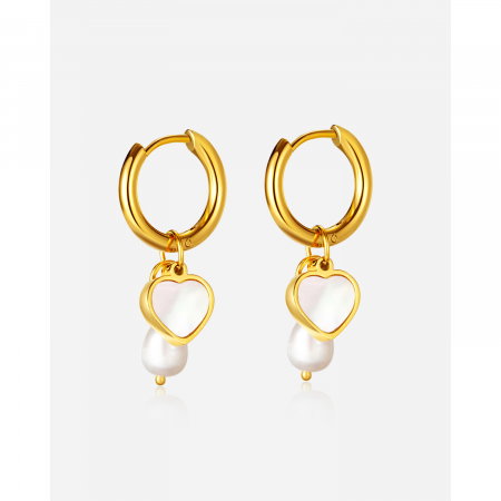 Cercei inox cu perle si scoica [4]