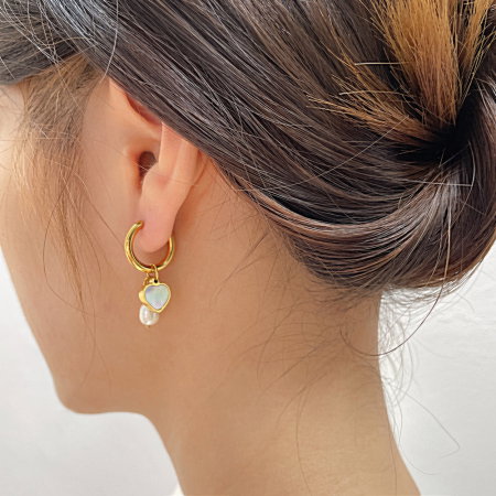 Cercei inox cu perle si scoica [1]