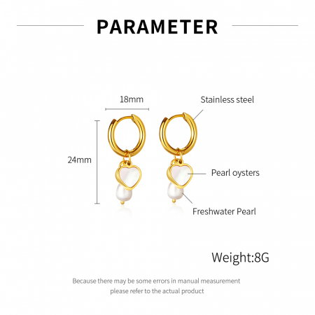 Cercei inox cu perle si scoica [6]