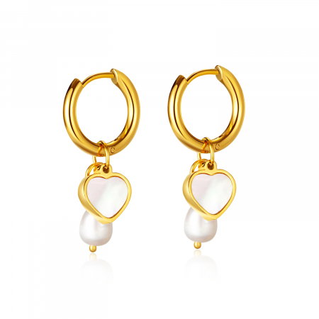 Cercei inox cu perle si scoica