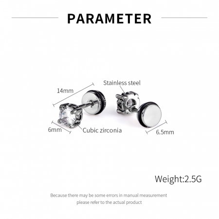 Cercei inox cu zirconii negre [8]