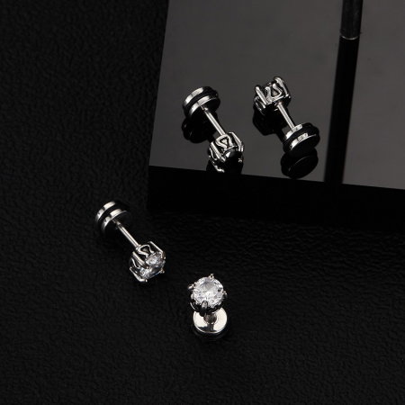 Cercei inox cu zirconii negre [9]