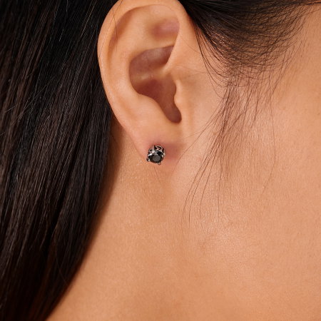 Cercei inox cu zirconii negre [1]