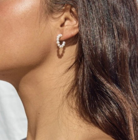 Cercei inox rotunzi cu perle sintetice [2]