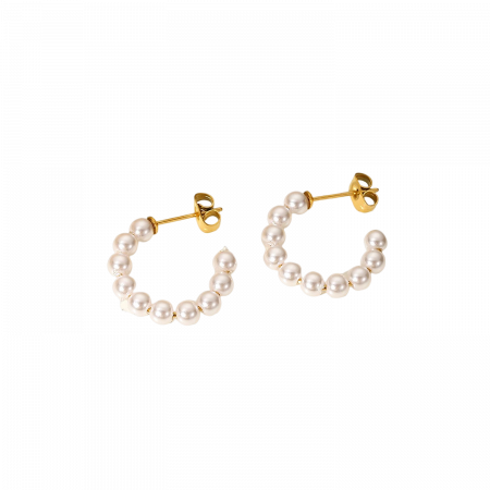 Cercei inox rotunzi cu perle sintetice [0]