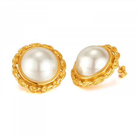 Cercei inox eleganti cu perle