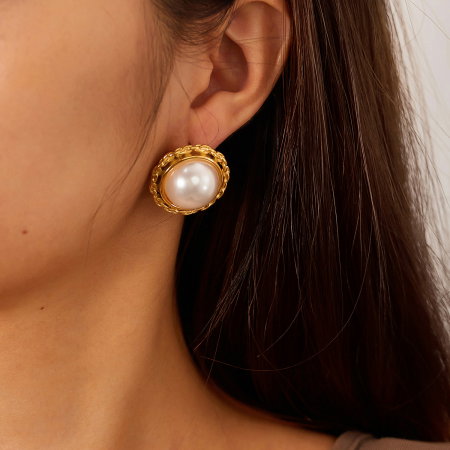 Cercei inox eleganti cu perle [10]