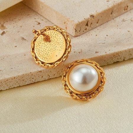 Cercei inox eleganti cu perle [2]