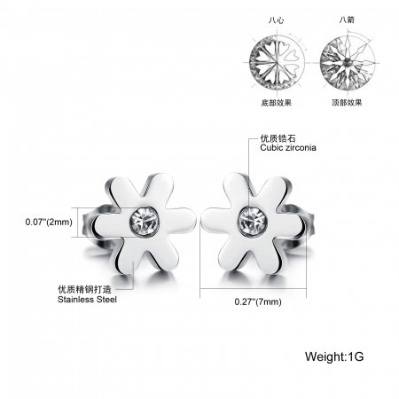 Cercei inox floare cu zirconiu [4]