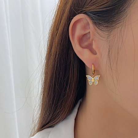 Cercei inox fluturasi cu scoica  [10]