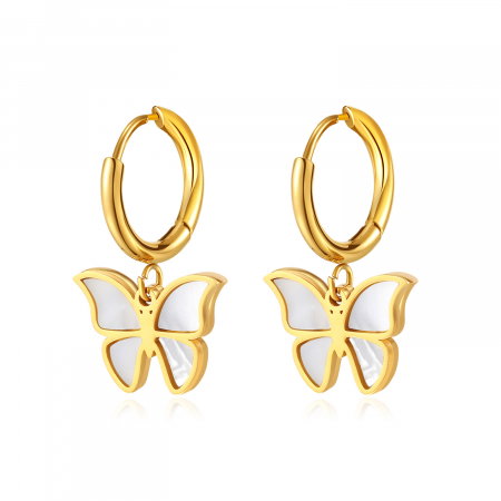 Cercei inox fluturasi cu scoica 