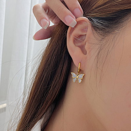 Cercei inox fluturasi cu scoica  [5]