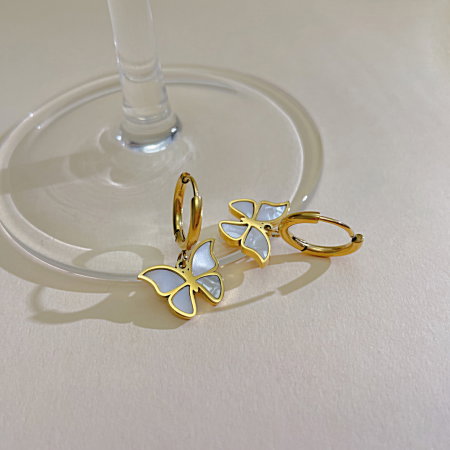 Cercei inox fluturasi cu scoica  [9]