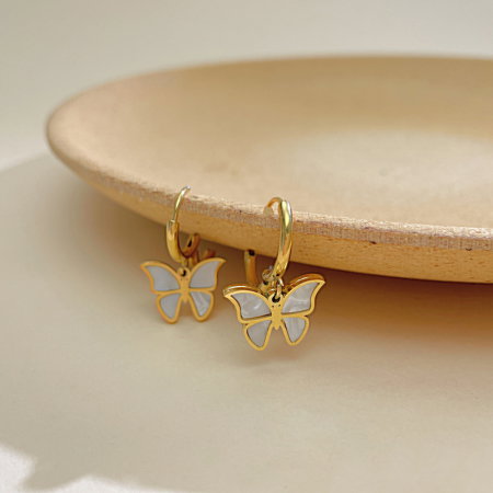 Cercei inox fluturasi cu scoica  [2]