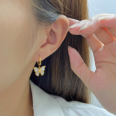 Cercei inox fluturasi cu scoica  [11]