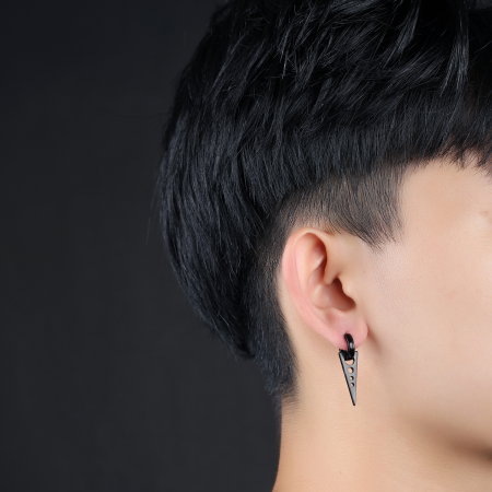 Cercei inox geometrici negri [3]