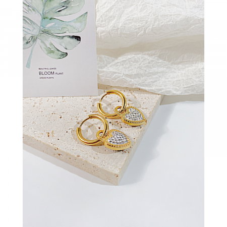 Cercei inox cu inimioare si zirconii [2]