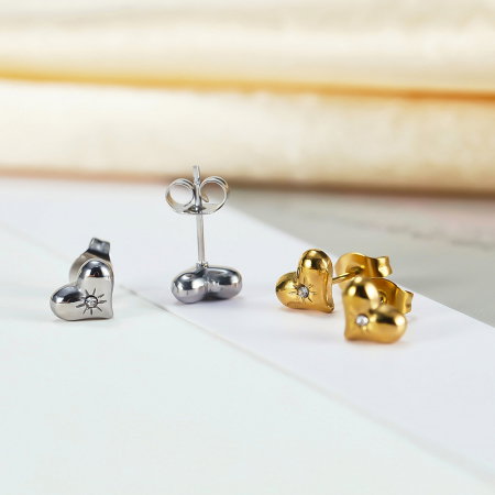 Cercei inox inimioare cu zirconii [5]