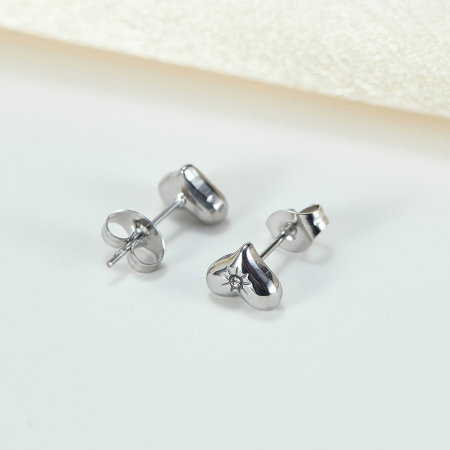 Cercei inox inimioare cu zirconii [2]