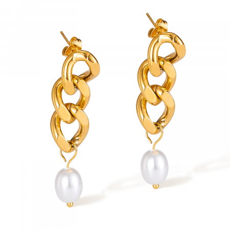 Cercei inox lant cu perle