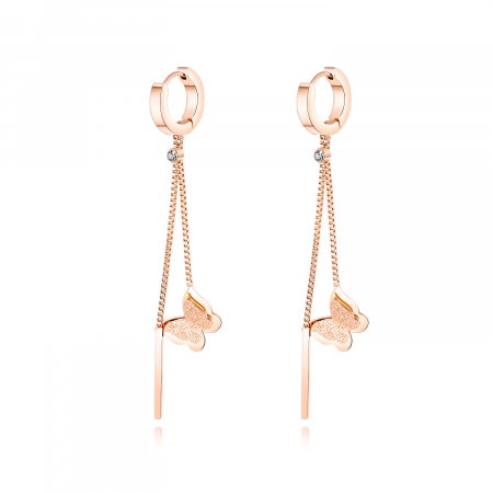 Cercei inox lungi cu fluturasi