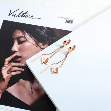 Cercei inox lungi cu fluturasi [3]