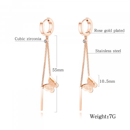 Cercei inox lungi cu fluturasi [4]