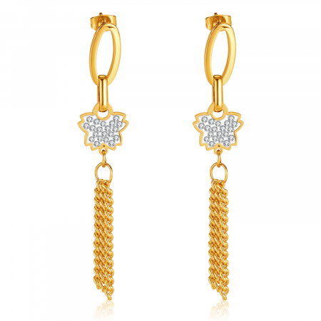 Cercei inox lungi cu fluturasi si  ciucurasi