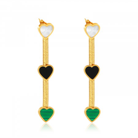 Cercei inox lungi cu inimioare