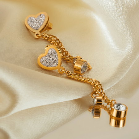 Cercei inox lungi cu inimioare si zirconii [2]