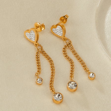 Cercei inox lungi cu inimioare si zirconii [8]