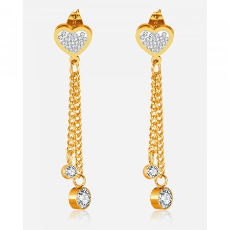 Cercei inox lungi cu inimioare si zirconii [7]