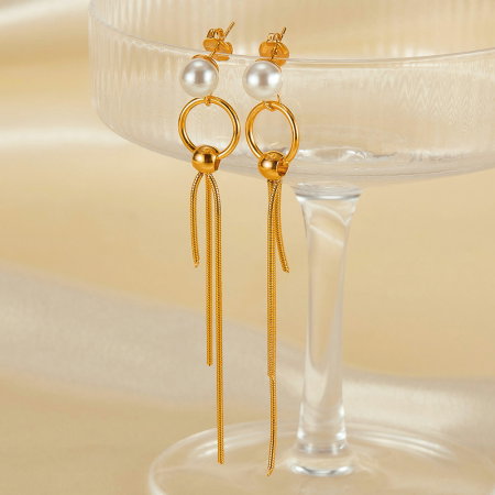 Cercei inox lungi cu perle [13]