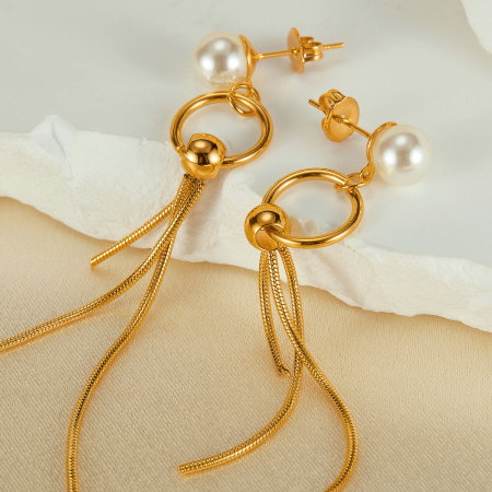 Cercei inox lungi cu perle [9]