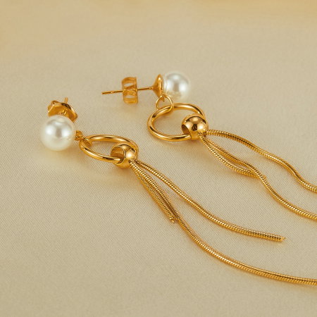 Cercei inox lungi cu perle [2]