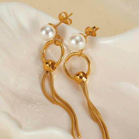 Cercei inox lungi cu perle [1]